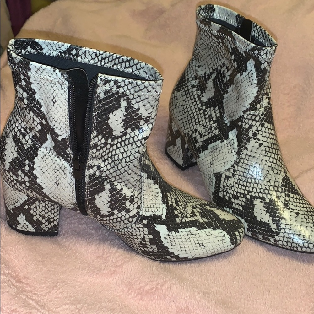 Snakeskin print boots